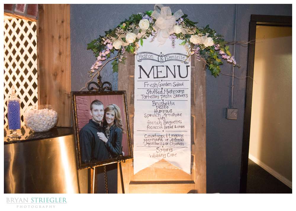 Fayetteville wedding photographer custom menu for food